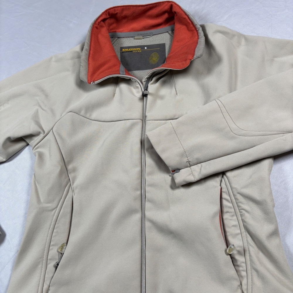 Salomon Softshell Jacket Womens S Beige Advanced Skin Cordura Fleece Lining
